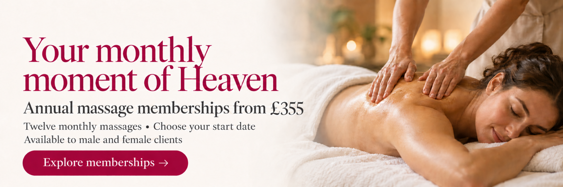 Annual massage membership at Heaven Therapy
